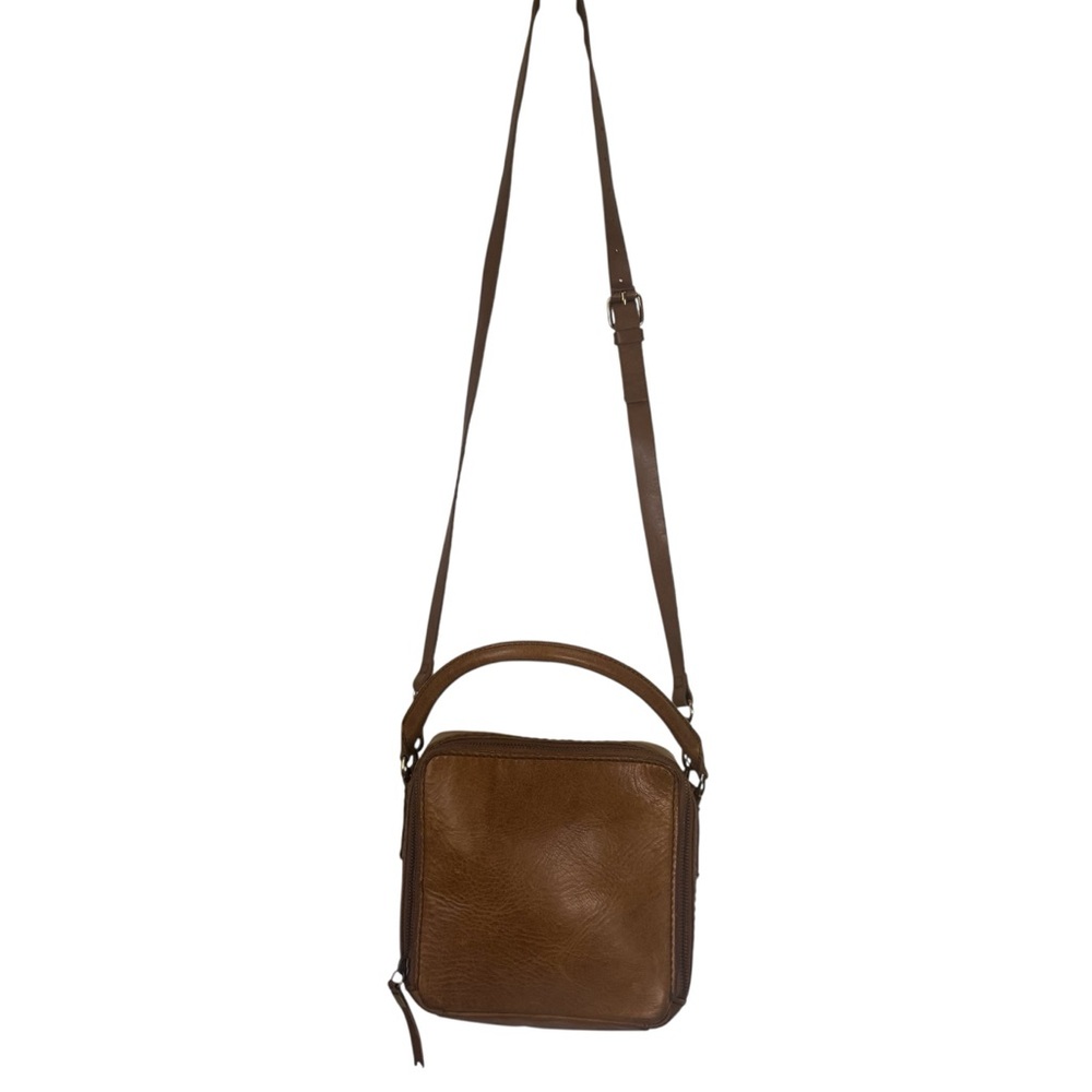 Madewell Leather Square Satchel Bag Shoulder Crossbody Zip Satchel Minimalist - Picture 2 of 16